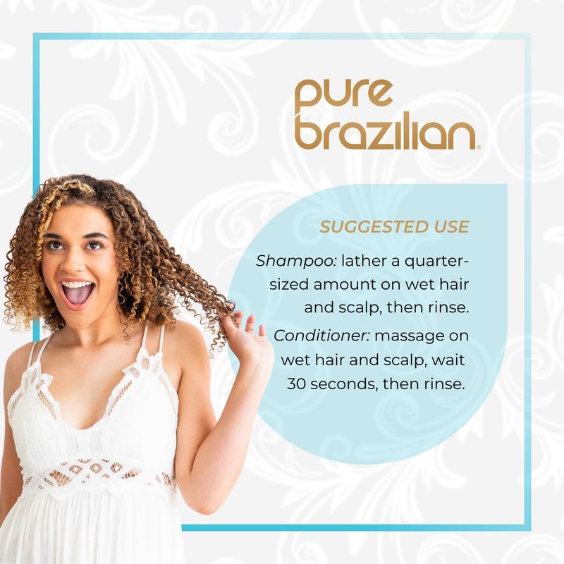 Anti-Frizz Shampoo and Conditioner Set - Pure Brazilian Formula with Pumps | 1 Liter