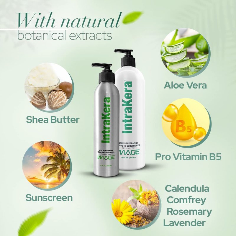 Image Intrakera Leave-In Conditioner for Frizzy, Curly, and Straight Hair - Stop Washing your Hair Every Day - Keratin -Replenisher - Detangler for Dry or Damaged Hair - 32 Fl Oz