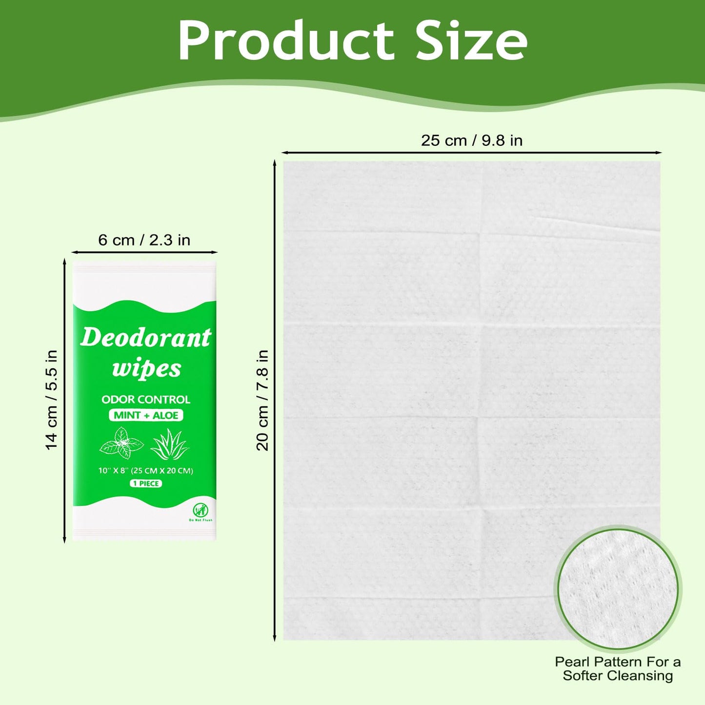 Travel Deodorant Body Shower Wipes Deodorizing Bathing Wipes, Disposable No Rinse Adults Women Men Individually Wrapped Underarm Sweat Antiperspirant Bath Wipe for Travel Camping Gym (Green, 200 Pack)
