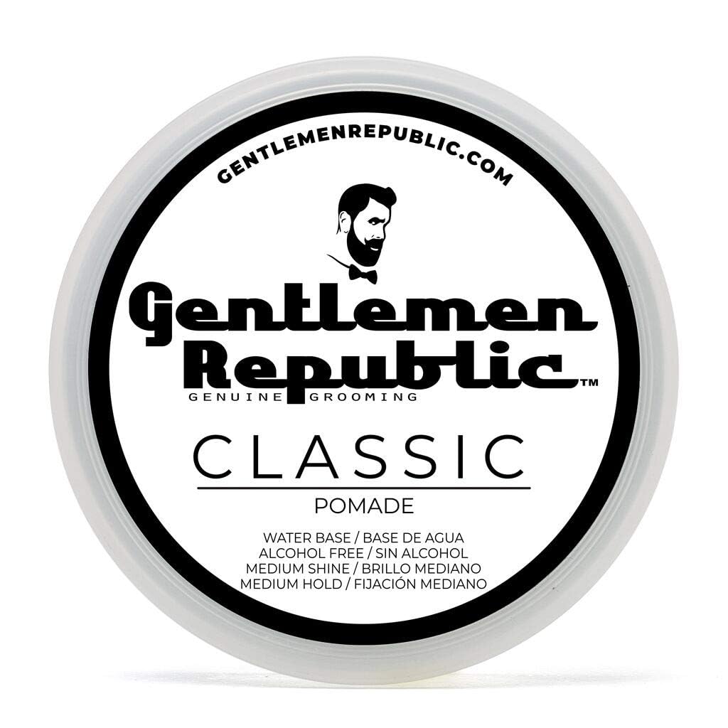 Gentlemen Republic Classic Pomade for Men - Water Based Pomade for Medium Hold & Shine, Premium Mens Hair Styling Products with No Beeswax - Ideal for Classic Styles, 8oz