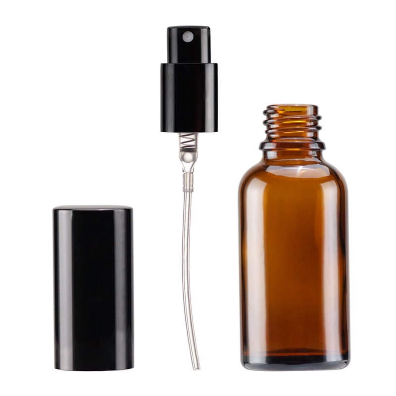 YIZHAO Amber Glass Spray Bottles 1oz, with Small Fine Mist Spray, Metal Cap, Refillable for Essential Oil,Travel,Cleaning,Perfume,Aromatherapy,Makeup – 24 Pcs
