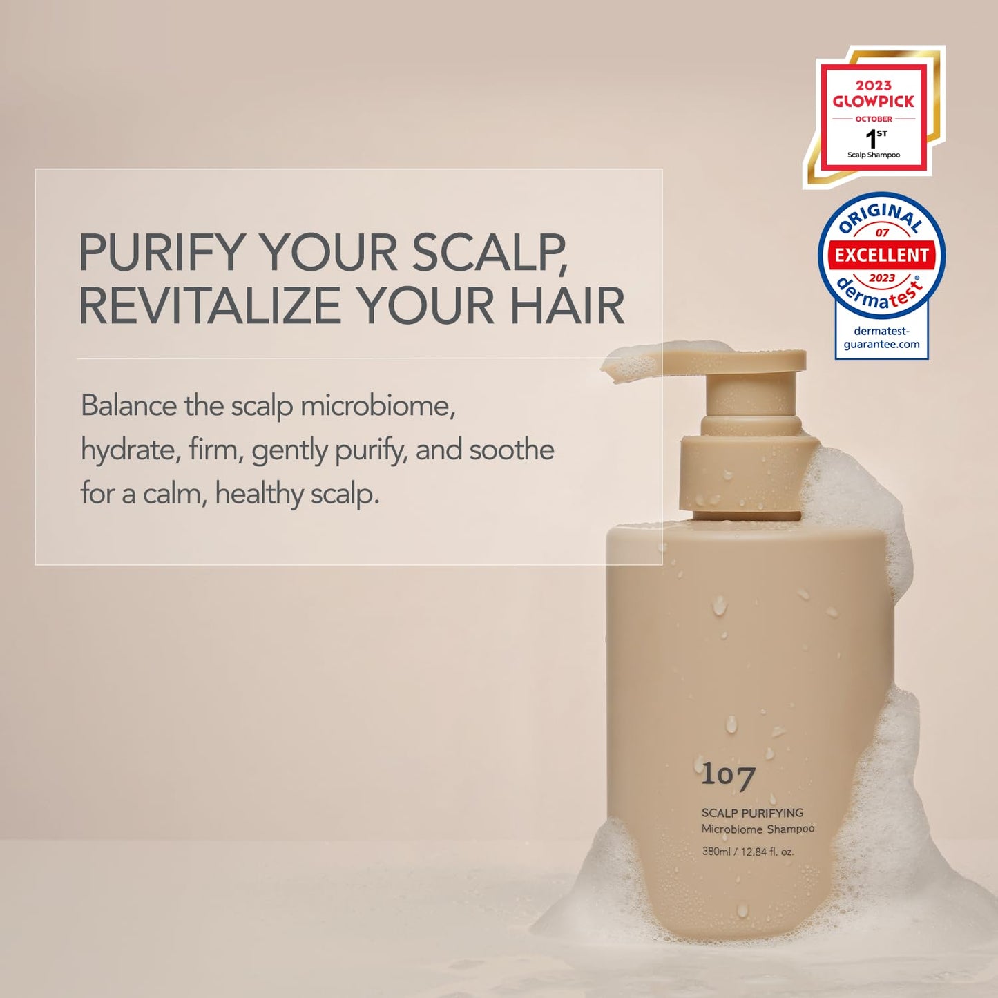 107 Clarifying Shampoo - Purifying Shampoo for Build Up, Dirt, Oil, Itchy, Dry Scalp – Fermented Vinegar & Ginseng for Refreshed & Revitalized Scalp - Paraben, Phthalate and Sulfate Free (12.84oz)