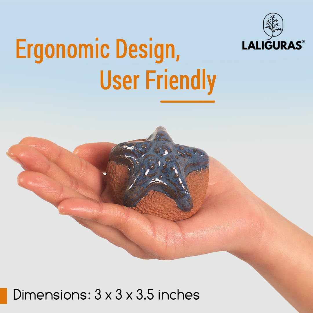 Laliguras Pumice Stone for Feet - Handcrafted 100% Natural Terracotta Foot Scrubber for Corn, Callus, Dry Dead Skin Removal - Exfoliating Rock for Feet/Hands - Relaxing Foot Care Tool (3 Pack - Sea)
