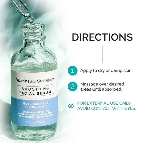 Vitamins and Sea Beauty Blue Sea Kale and Niacinamide Serum for Face, Anti-Aging Firming, Smoothing Face Serum for Minimizing Pores, Oil Control, 2 Fl Oz