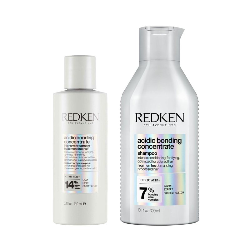 Redken Acidic Bonding Concentrate Shampoo & Pre-Treatment Set | Repair Damaged Hair, Reduce Breakage