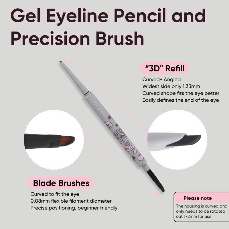 VEECCI Waterproof Gel Eyeliner Pencil - Highly Pigmented, Smudge-proof, Ultra-Fine Tip for Precise Eye Makeup - Built-in Brush for Easy Application - Ideal for women & girls (03 Coffee)