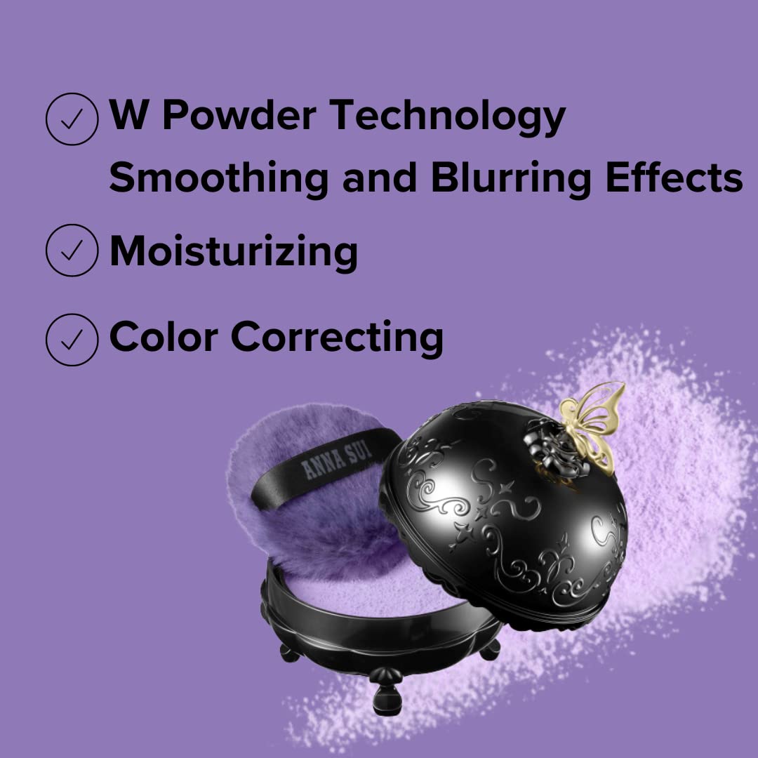 ANNA SUI Loose Face Powder - Refill Only - Blurring effect and Brightening, Covering of Large Pores - Flowless Soft Focus Finish - 200 - Purple - 0.59 oz