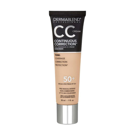 Dermablend Continuous Correction Tone-Evening CC Cream Foundation SPF 50+, Full Coverage Foundation Makeup & Color Corrector, Non-Comedogenic