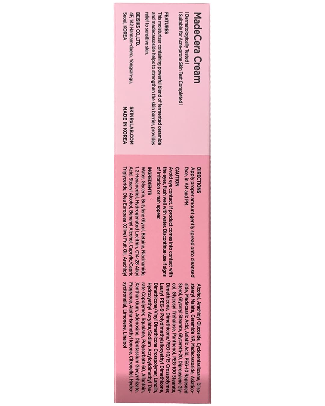 SKINRxLAB Made Cera Cream - Acne & Redness Relief Face Moisturizer, Sebum Control, Improving Skin Barrier with Ceramide and Madecassoside, Anti-Aging and Pore Minimizing Face Cream, 1.69 fl.oz.