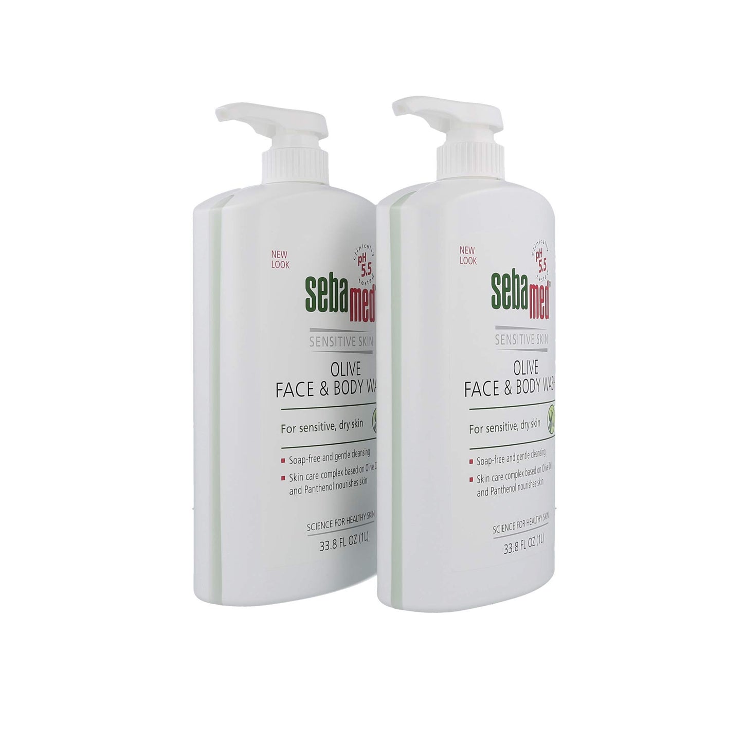 SEBAMED Olive Face & Body Wash Soap-free Ultra Mild Dermatologist Recommended for Sensitive and Delicate Dry Skin 1 Liter 2 Pack