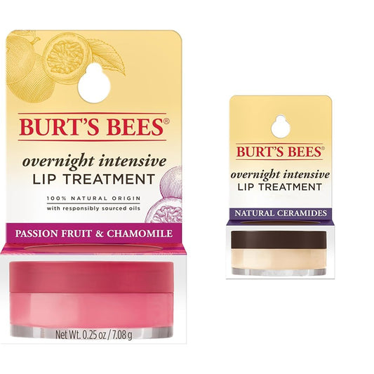 Burt's Bees Overnight Lip Treatments Bundle with Passionfruit 0.25oz Mask and 0.25oz Vitamin E Treatment