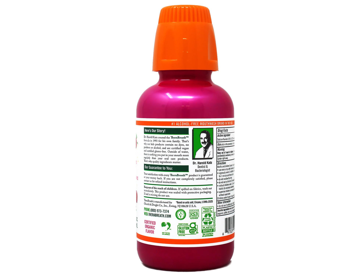 TheraBreath Kids Mouthwash with Fluoride, Organic Strawberry Splash, Anticavity, 10 fl oz & TheraBreath Kids Mouthwash with Fluoride, Organic Wacky Watermelon, Anticavity, 10 fl oz
