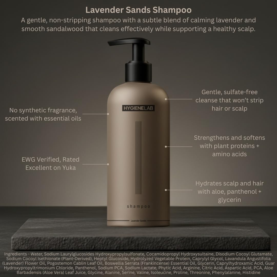 HygieneLab Mens Shampoo - EWG Verified Non-Toxic Formula, Fragrance-Free & Paraben-Free, Gentle Cleanse for All Hair Types, Premium Quality (10 fl oz)