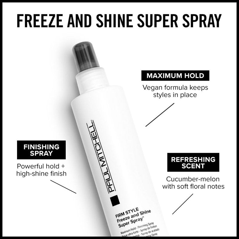 Paul Mitchell Freeze and Shine Hairspray - Maximum Hold & Shiny Finish for Coarse Hair