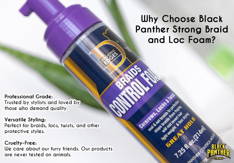Edge Control & Braid Foam - Flexible Strong Hold for Natural & Relaxed Hair | 2 PC Pack