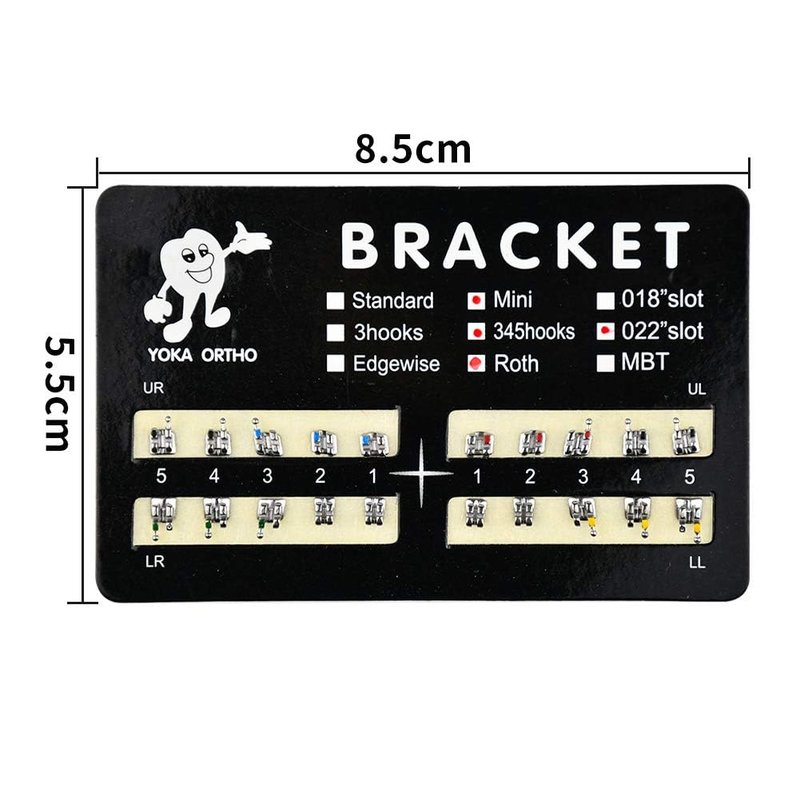 200Pcs Tooth Brace Teeth Model Mini Roth Brackets Roth 022 Slot Bondable with Hook on 347 (200pcs-Black)