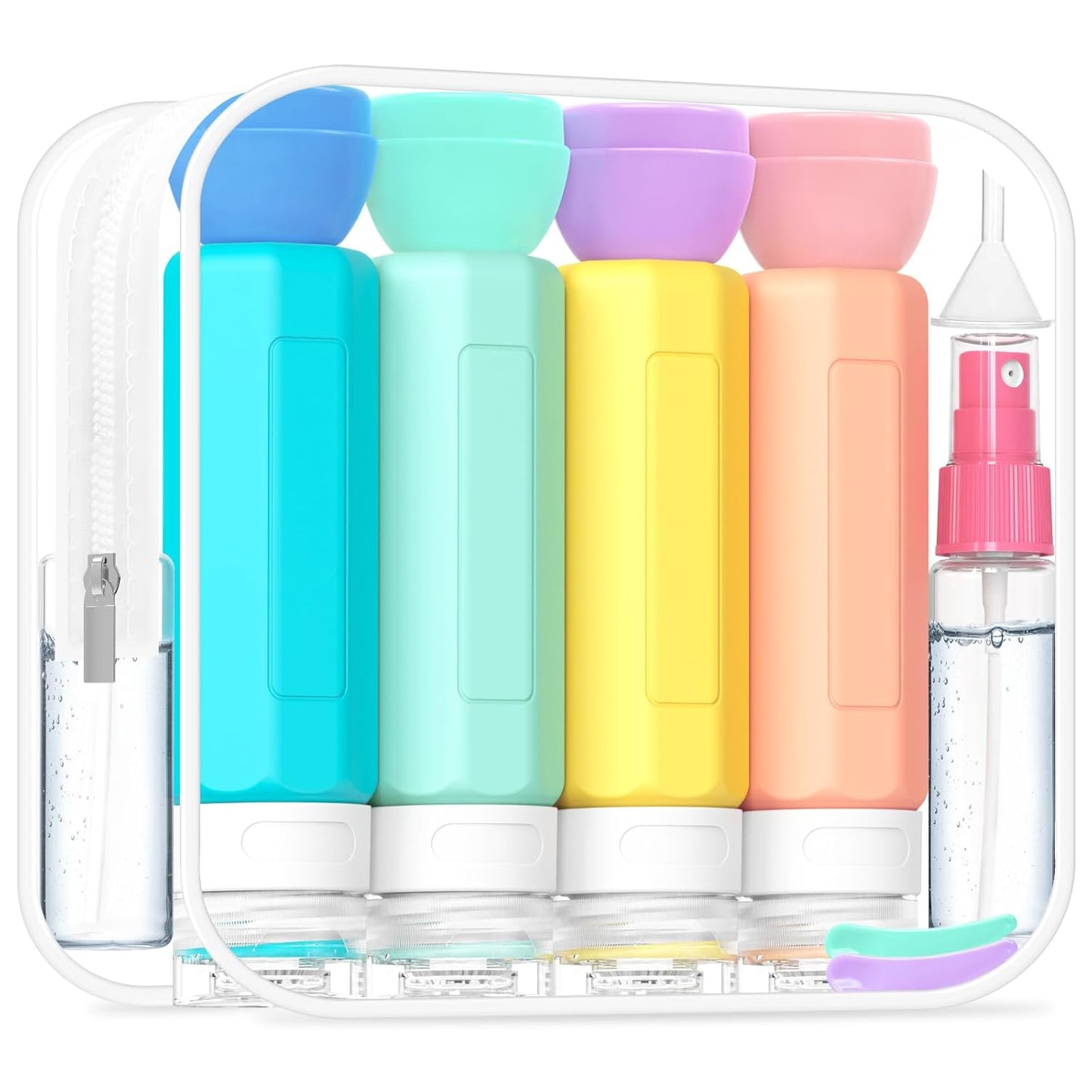 Redfly 17PCS Travel Bottles for Toiletries, TSA Approved Travel Size Containers, Leak Proof Travel Containers for Toiletries, Silicone Travel Kit for Shampoo, Conditioner, Lotion & Creams Purple