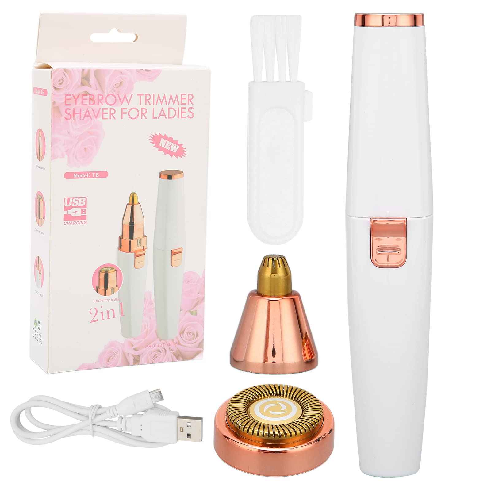 Hair Remover for Women,Rechargeable Eyebrow Trimmer & Hair Remover 2 IN 1 Eyebrow and Painless Hair Remover Eyebrow Lips Body Hair Removal for Women with