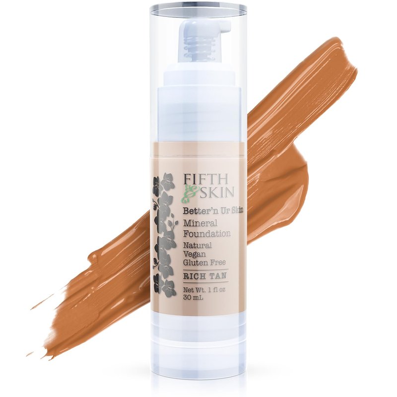 Fifth & Skin: Better’n Ur Skin Liquid Foundation (SOFT BEIGE) - Natural, Organic, Vegan, Cruelty-Free - Gluten-Free Beauty with Buildable Coverage and Palm-Free Luxury - 1 oz