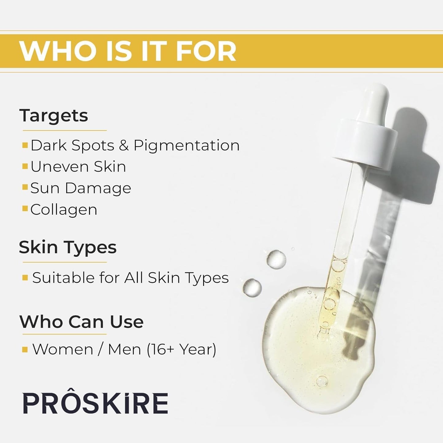 Pro-skire 10% Advance Vitamin C Serum With Ferulic Acid, Mandarin Orange Ext. For Dark Spots, Pigmentation & Glowing Face - (1.01 oz) 30 ml Pack