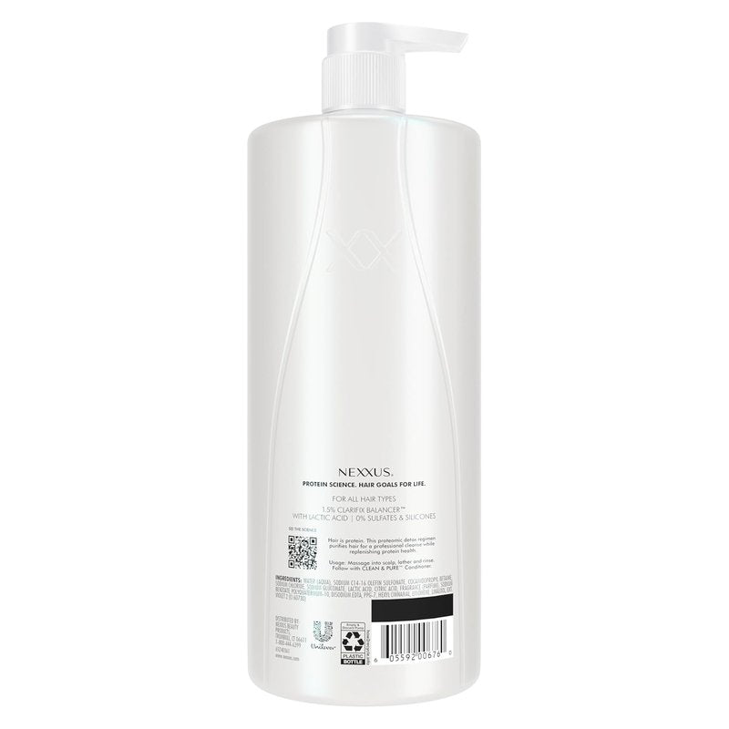 Nexxus Clean & Pure Shampoo - Detox Silicon, Sulfate & Paraben Free Hair Care | 33.8 oz with CLARIFIX Technology