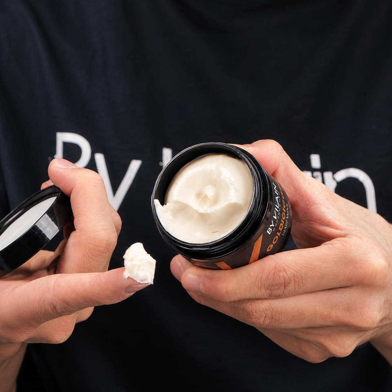 By Vilain Gold Digger Super Strong Hold Matte Finish Clean Cut Look Long Lasting Hair Pomade - Easy to Style for Fullness & Texture Smoothing & Slick Hair Molding Wax Paste Gel for Men - 65ml