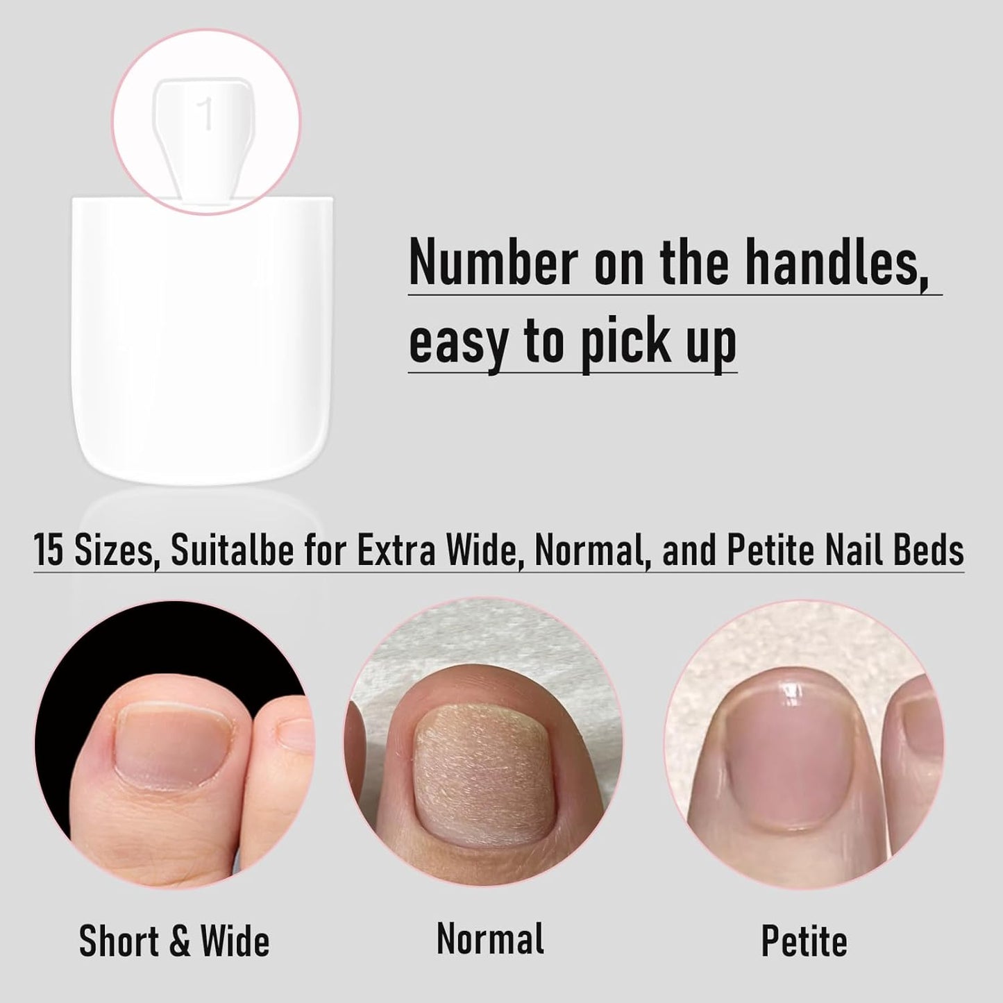 White Toe Nail Press Ons - 150pcs Square Soft Gel Thick False Toenails for Women | DIY Acrylic Nail Extensions in 15 Sizes