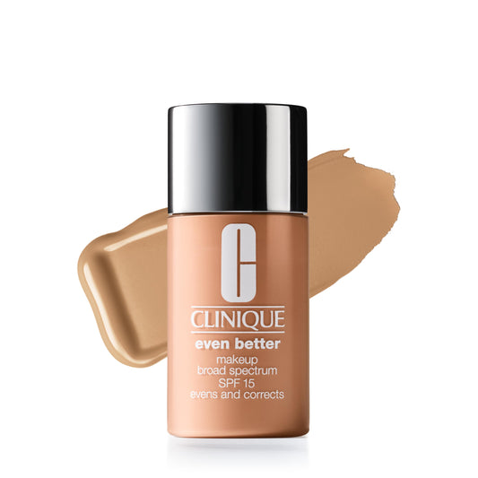 Clinique Even Better Makeup Liquid Foundation SPF 15 With Vitamin C For Dry + Oily Combination Skin Types | Medium Coverage + Natural Finish | Evens Skin Tone + Reduces Dark Spots, Sand, 1 Fl Oz