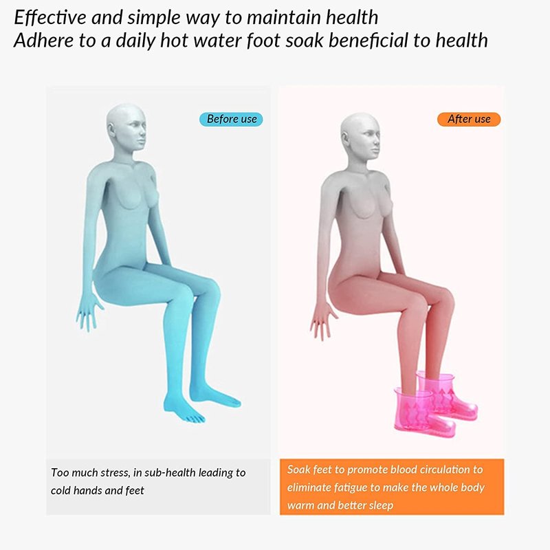 WMHYLYH Movable Foot Soaker, Portable Feet Soaking Tub Massage Foot Bath Shoes, Bath Massager Basin Pedicure Feet Spa Shoes for Thermal Massage to Promote Blood Circulation (Large High, Blue)