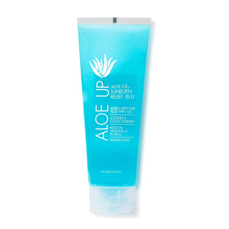 ALOE UP Aloe Vera Gel for Sunburn Relief – Cooling After Sun Jelly for Face & Body – 96.6% Pure Gel – Reef Friendly, Water Resistant for up to 80 Minutes, Alcohol & Fragrance Free – 4 Oz