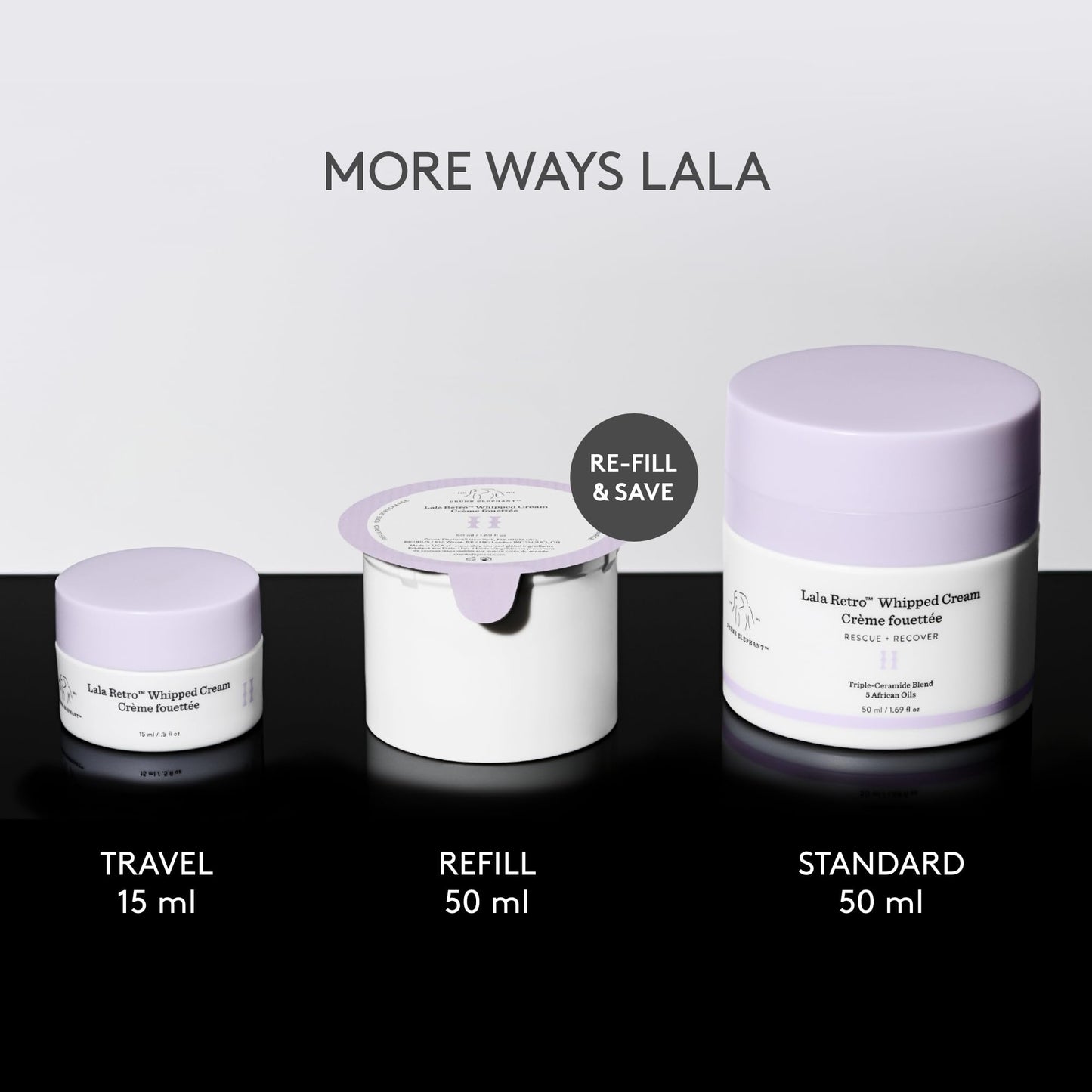 Drunk Elephant Lala Retro Whipped Cream - 15 ml/.5 fl oz - Ceramide Moisturizer - Clean Clinical Skincare - Cruelty-Free - Dermatologist-Tested - Free of Essential Oils, Silicones, and Fragrance