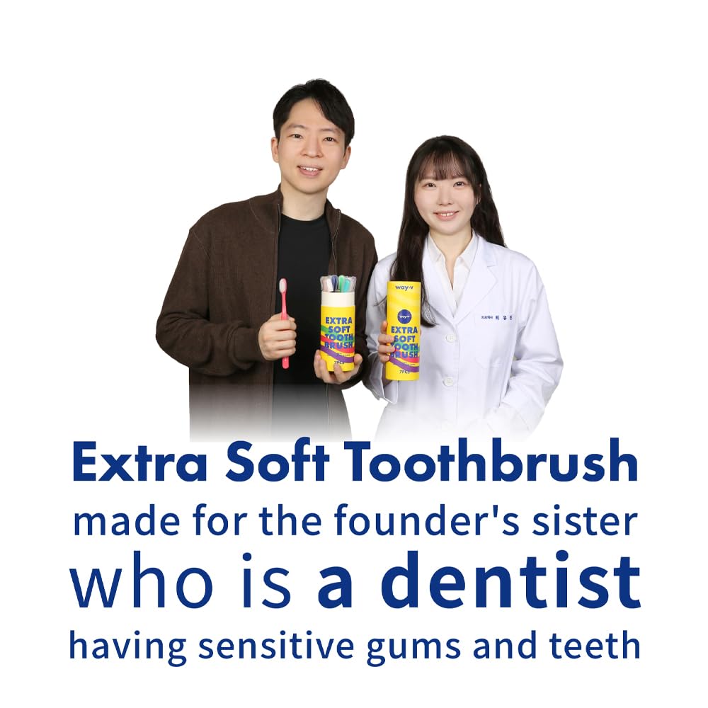 Way.V Extra Soft Toothbrush 7 Pack for Sensitive Gums and Teeth 3000 Ultra Gentle Bristles Brushes with Hygienic Head Covers Friendly Dentist Recommended BPA Free - Family Refill Pink 14 Pack