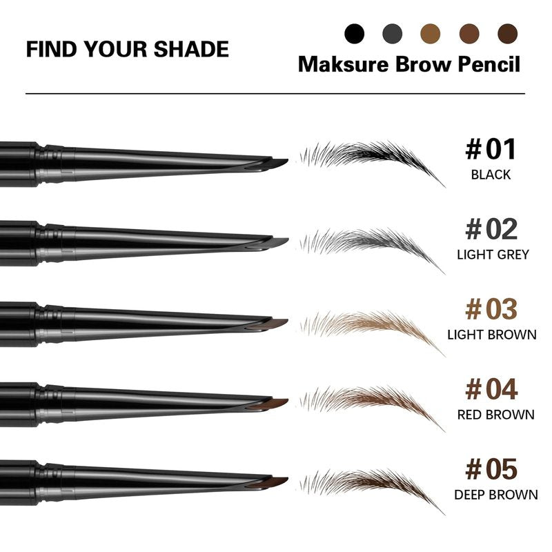 Microblading Eyebrow Pencil - Retractable Definer with Angled Precision Tip | Long-Lasting Waterproof, 0.1MM Ultra Slim, Deep Brown