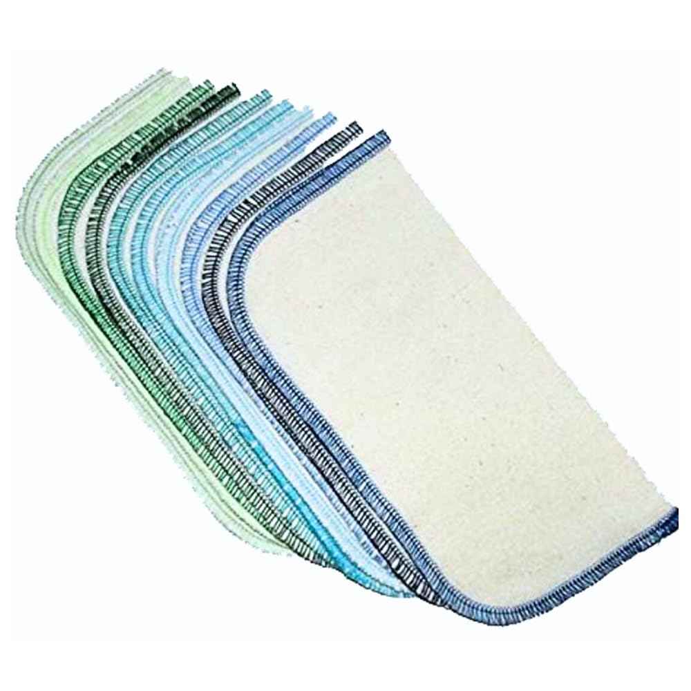 Gina's Soft Cloth Shop 1 Ply Organic Cotton Flannel Washable Baby Wipes 8 x 8 Inches Set of 10 Blues and Greens Handmade in the USA!