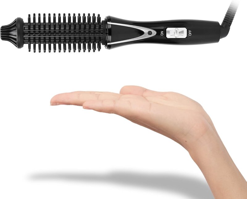 Mini Curling Iron Brush - 1 Inch Ceramic Tourmaline Ionic Hot Curler | Anti-Scald, Instant Heat, Anti-Frizz Wand for All Hair Types