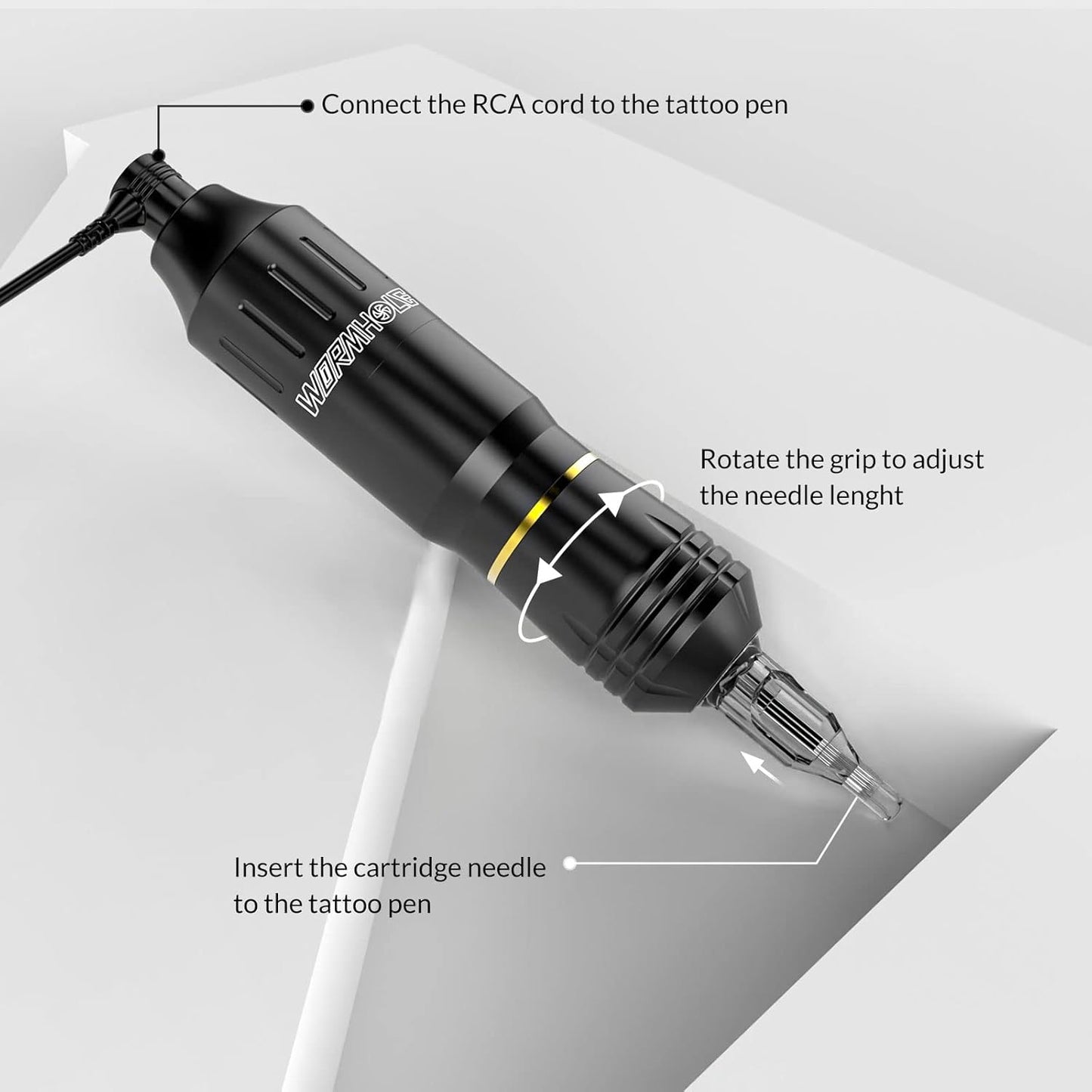 Tattoo Machine Kit - Wormhole Rotary Tattoo Practice Set for Beginners | Includes Inks & Cartridge Needles