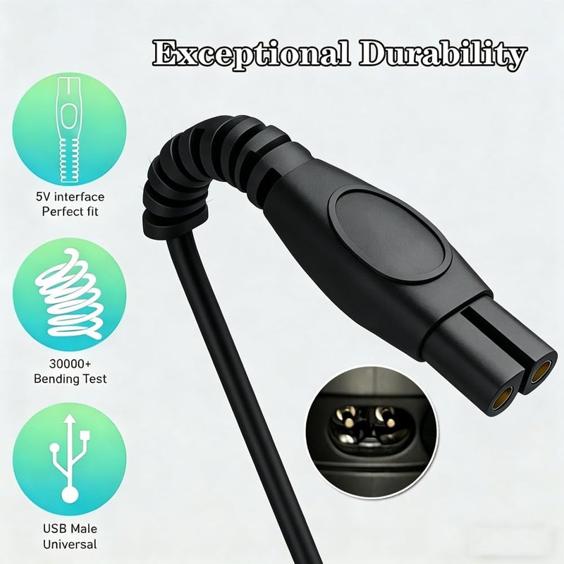 5V Charger Cord for Philips Norelco 2000 2400 3000 3600 3900 5000 5400 7000 7600 7800 i9000 9000 Series Shaver Replacement Charging Cable Compatible with Phillips Multigroom/Body Groomer Trimmer