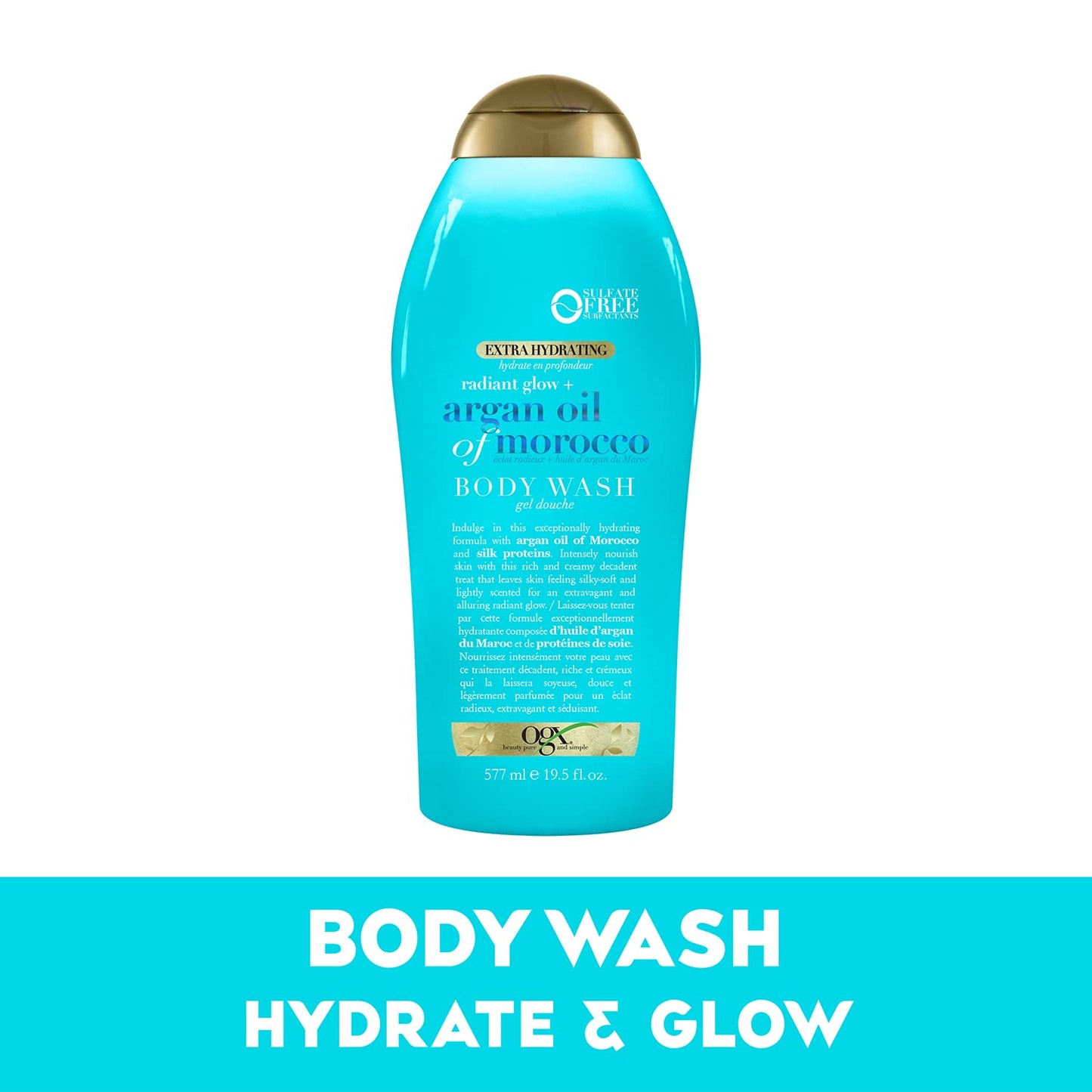 OGX Radiant Glow Argan Oil Body Wash & Lotion Set | Extra Hydrating for Dry Skin