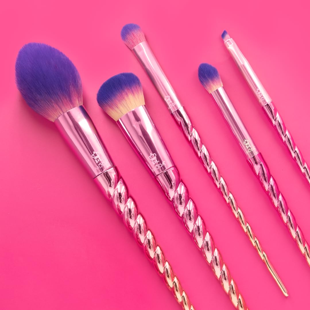 MODA Mythical Star Travel 6pc Makeup Brush Set – Vegan Face & Eye Makeup Brushes with Holographic Travel Case, Soft Synthetic Brushes for Foundation, Blush, Eyeshadow & Blending
