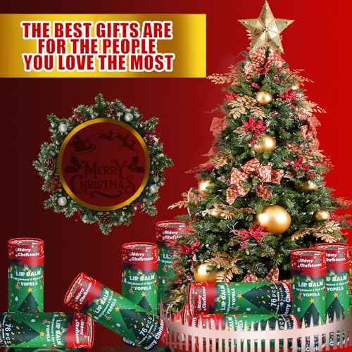 Yopela 76 Pack Christmas Natural Lip Balm Bulk with Vitamin E and Coconut Oil Lip Care Set - Moisturizing, Soothing, and Repairing Dry and Chapped Lips - 19 Flavors - Non-GMO