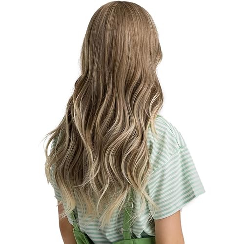 Esmee 24" Women Synthetic Wigs Long Wavy Blond with Fluffy Air Bangs Light