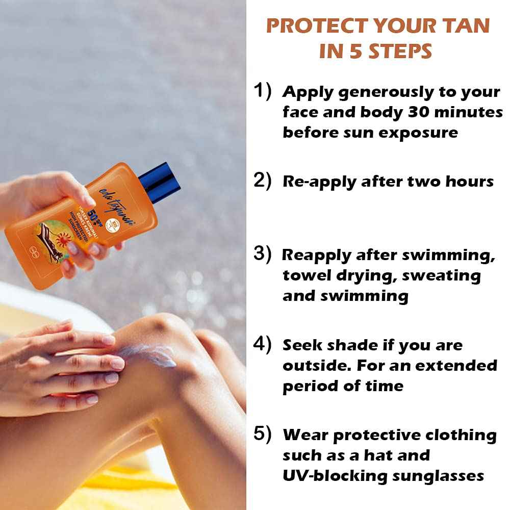 Eda Taspinar High Protection Sunscreen Lotion SPF 50+ Sensitive Skin|Face & Body | UVA/UVB Protection | Bio Techonolgy Ingredients for Reparing Sun Damage | Face and Body (200 ml/6.8 fl oz) 1 Pack