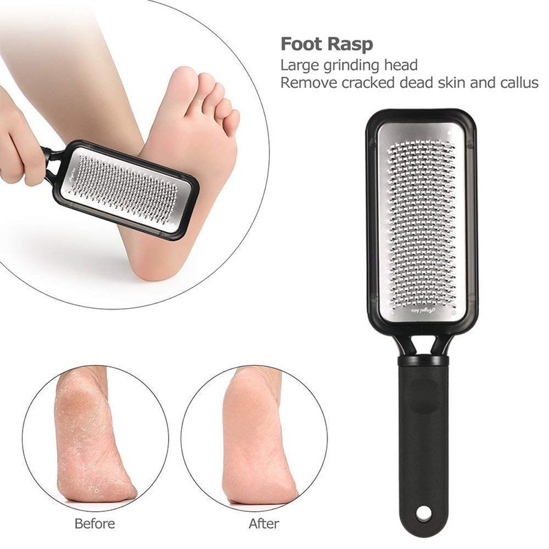 Colossal Foot Rasp Foot File and Callus Remover, Best Foot Care Pedicure Metal Surface Tool to Remove Hard Skin, Can be Used on Both Wet & Dry feet, High Grade Stainless Steel File - Black