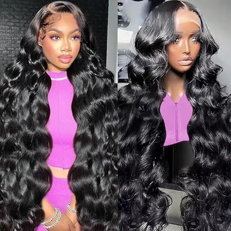 30 Inch13*4 HD Transparent Lace Front Wig Body Wave Human Hair Pre Plucked 180 Density With Baby Hair Natural Hairline Wig For Black Women.