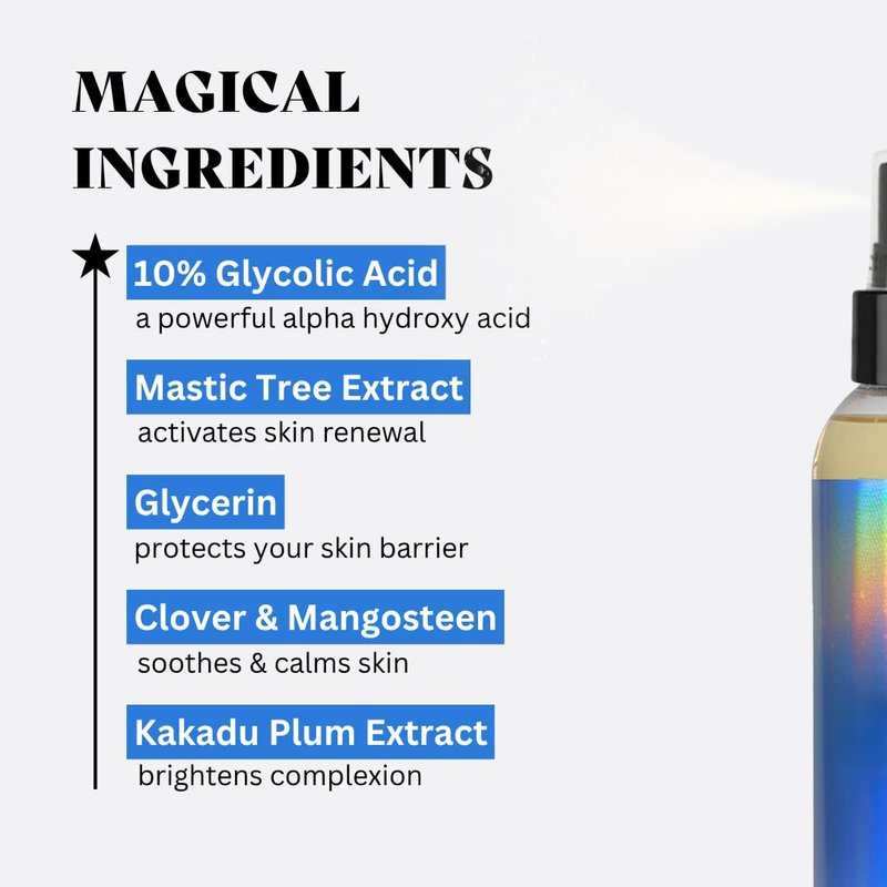 10% Glycolic Treatment Tonic Exfoliating Toner for Face and Body, Alcohol Free, Combats Acne and Hyperpigmentation, Rough Skin, All Skin Types Including Sensitive
