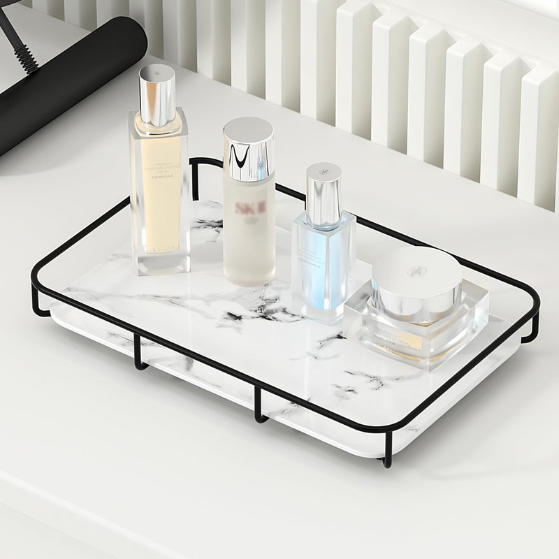 Dobbyby Bathroom Organizer Countertop Perfume Organizer Makeup Organizer Cosmetics Storage Display Rack Vanity Tray Dresser Stainless Steel Gold Shelf Wooden Tray