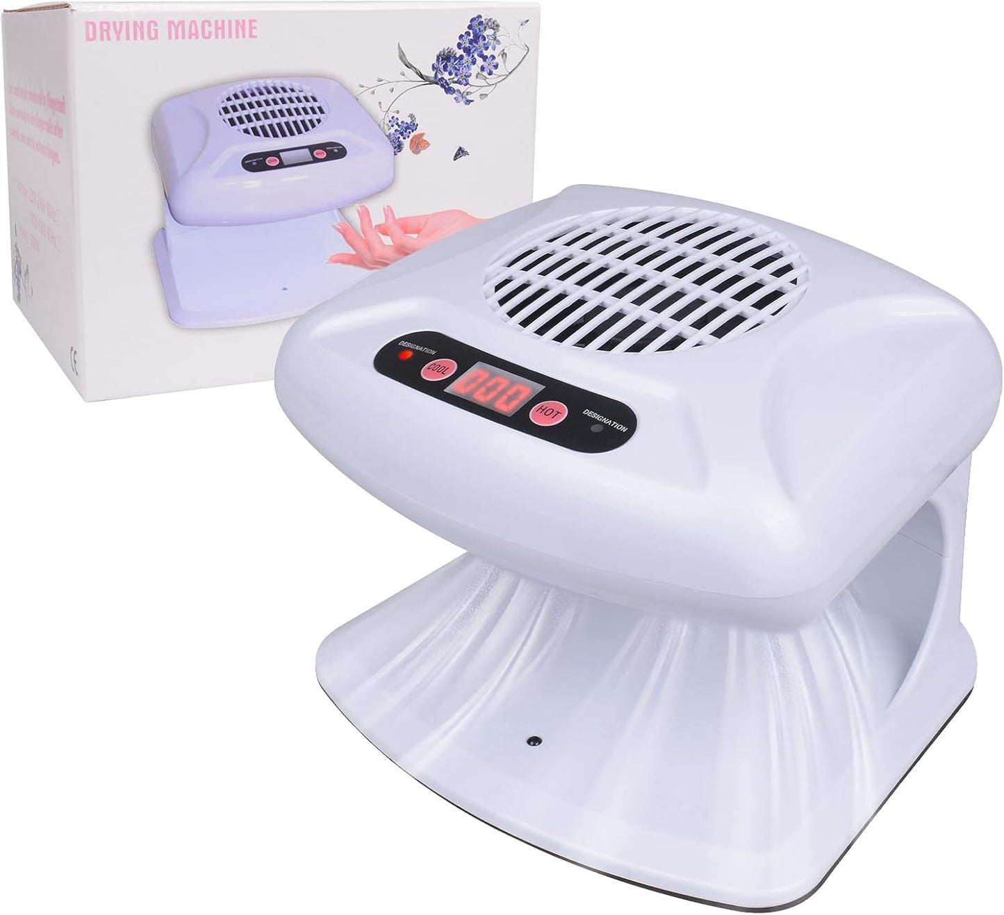Air Nail Dryer - Automatic Sensor 300W Timing Fan for Hands & Feet | Warm & Cool Wind, Light Blue