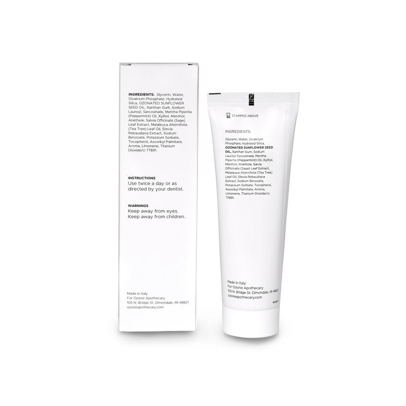 Ozone Apothecary Toothpaste Ozone Oil Infused Toothpaste Flouride Free for Promoting Healthy Mouth | Ozonated Oral Care