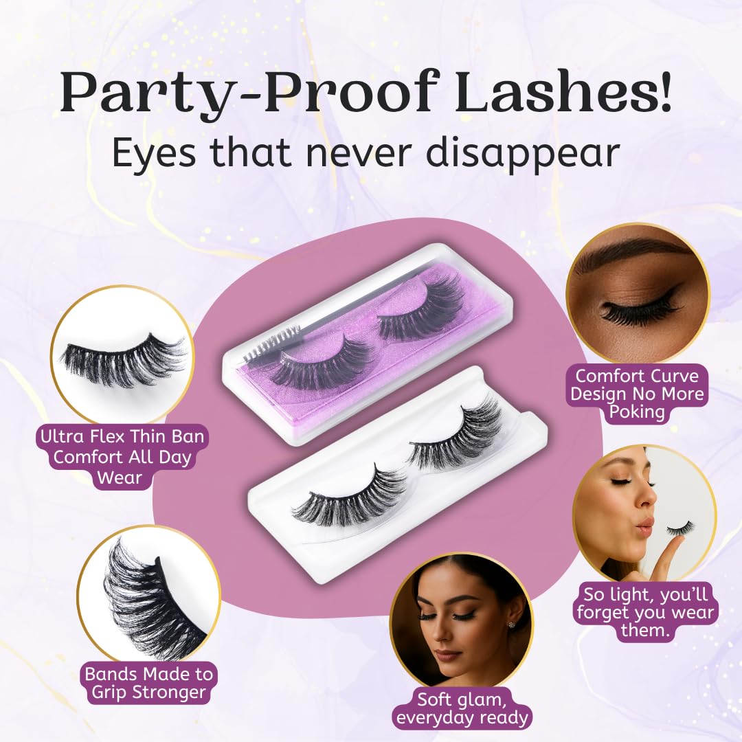 10 Pairs Mink Lashes Fluffy Eyelashes Mink Wispy Lashes (Purple) - Ready-to-Wear, Pre-Curved, Feather-Light Comfort, Reusable Up to 20 Times, Instant Glam, No Trimming, Individually Sealed