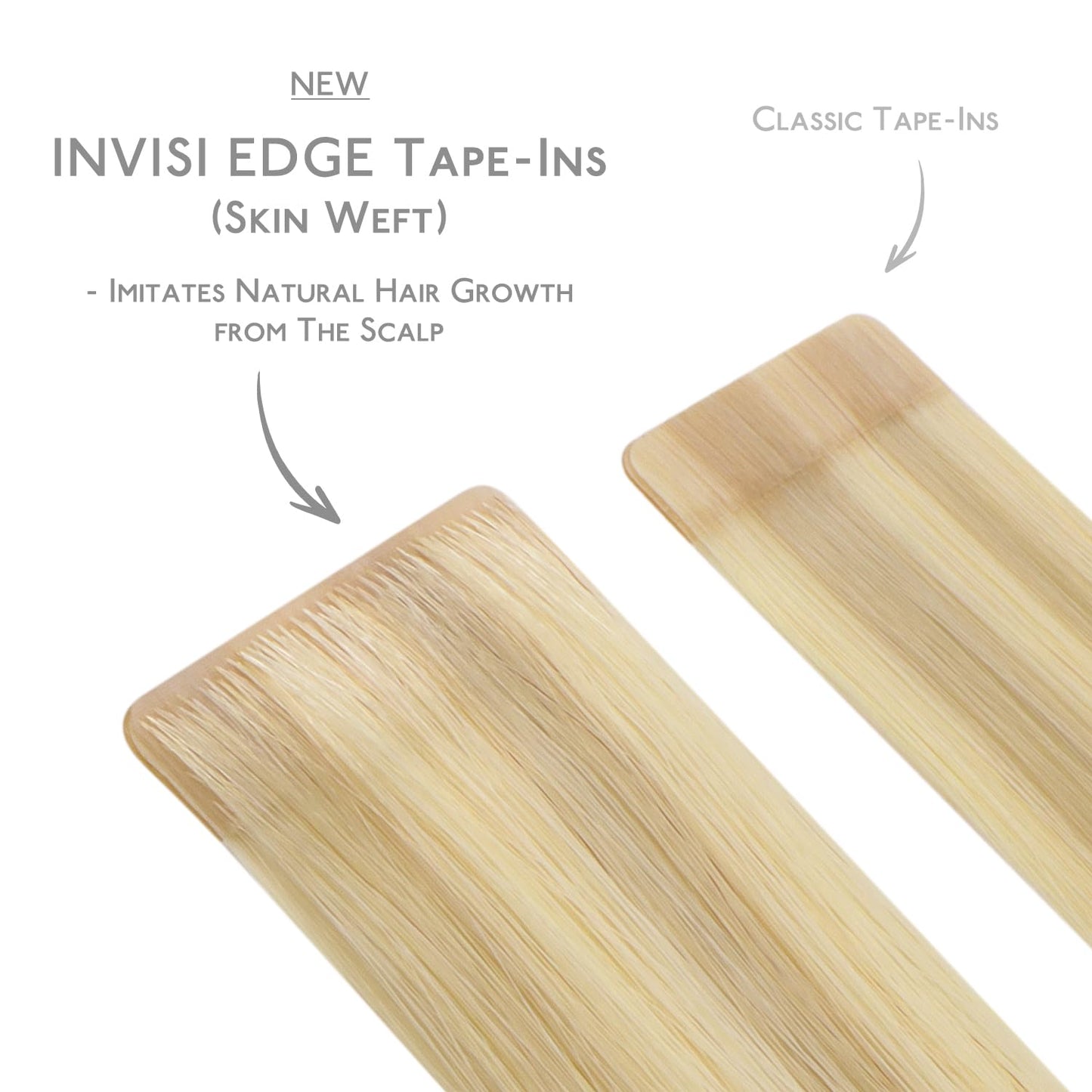 WENNALIFE Invisi Edge Tape in Hair Extensions Human Hair, 18 Inch 25g 10pcs Light Blonde Highlighted Golden Blonde Invisible Luxury Remy Hair Extensions Natural Seamless Injected Straight Extensiones